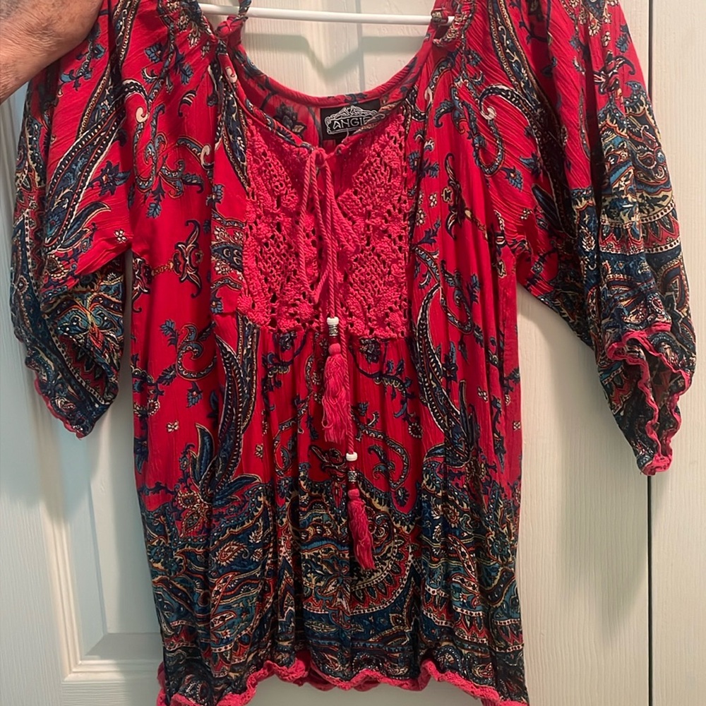 Brand: Angie Size: S Color: blue, red, and yellow